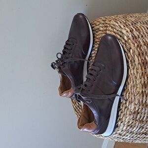 Hugo Boss Men Luxury Chocolate Brown Leather Athleisure‎ Sneakers EU44/US11